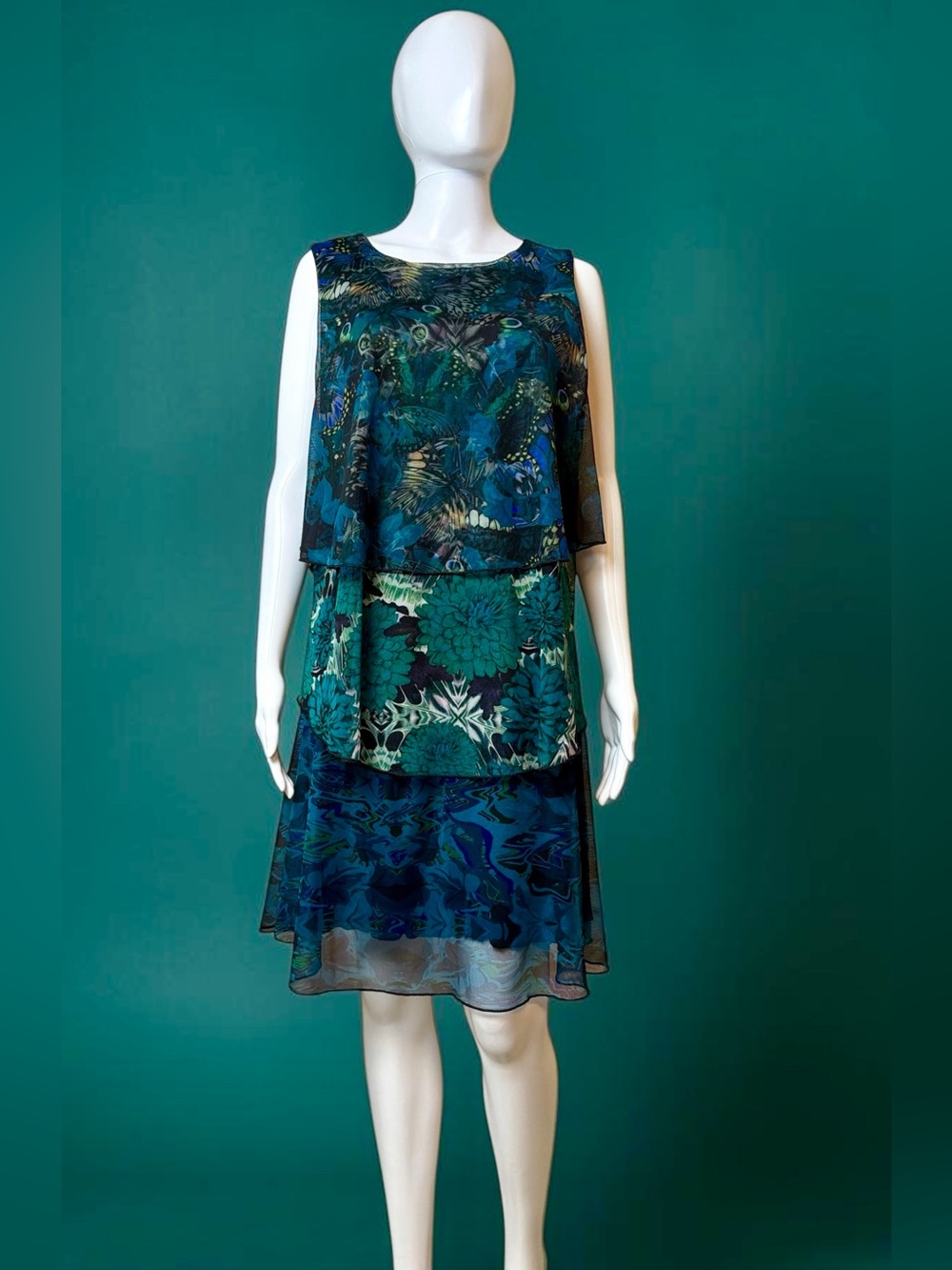 Desigual | Dresses | Desigual Blue Green Layered Sleeveless Tunic Dress Xl